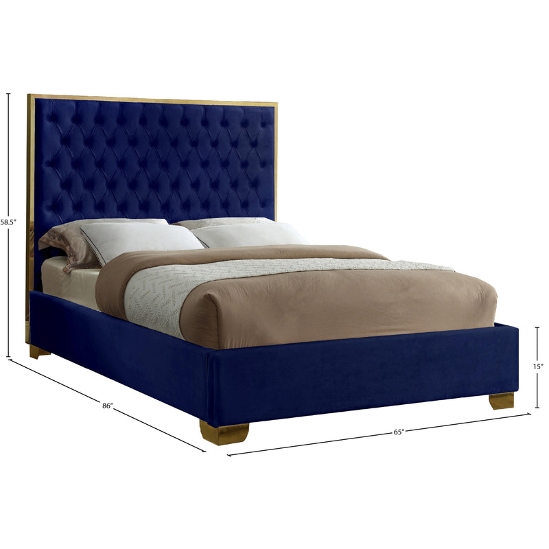 Meridian Lana Navy Velvet Queen Bed IMAGE 3