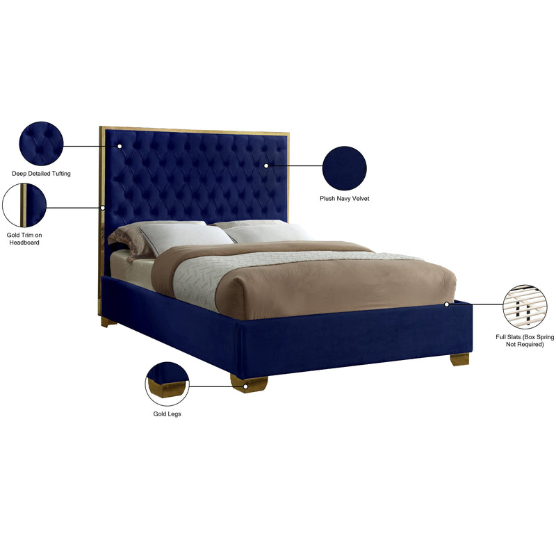 Meridian Lana Navy Velvet Queen Bed IMAGE 4