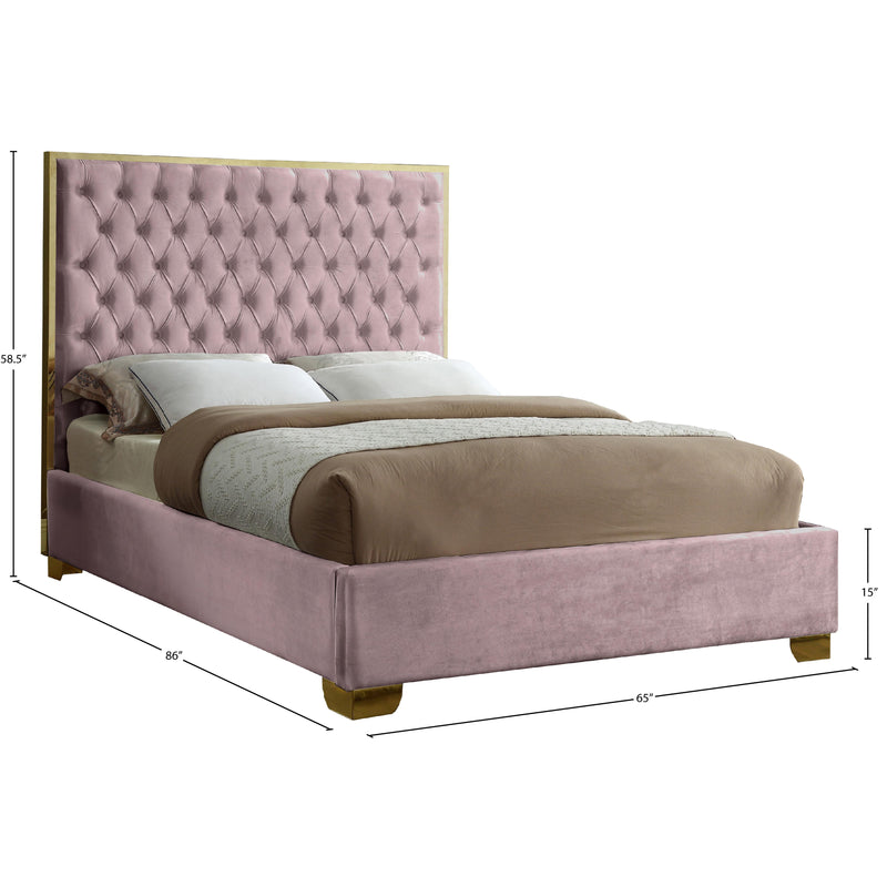 Meridian Lana Pink Velvet Queen Bed IMAGE 3