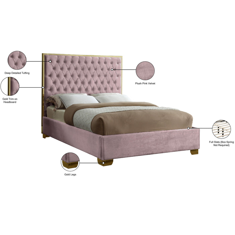 Meridian Lana Pink Velvet Queen Bed IMAGE 4