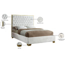 Meridian Lana White Velvet Queen Bed IMAGE 4