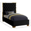 Meridian Lana Black Velvet Twin Bed IMAGE 3