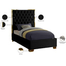 Meridian Lana Black Velvet Twin Bed IMAGE 4