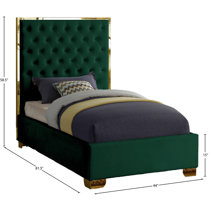 Meridian Lana Green Velvet Twin Bed IMAGE 3