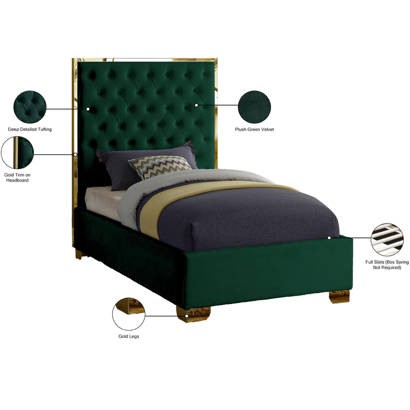 Meridian Lana Green Velvet Twin Bed IMAGE 4