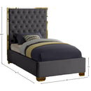 Meridian Lana Grey Velvet Twin Bed IMAGE 3