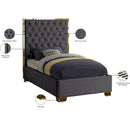 Meridian Lana Grey Velvet Twin Bed IMAGE 4