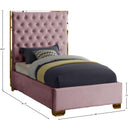 Meridian Lana Pink Velvet Twin Bed IMAGE 3