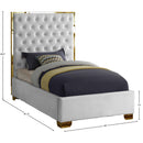 Meridian Lana White Velvet Twin Bed IMAGE 3