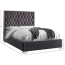Meridian Lexi Grey Velvet Queen Bed IMAGE 3