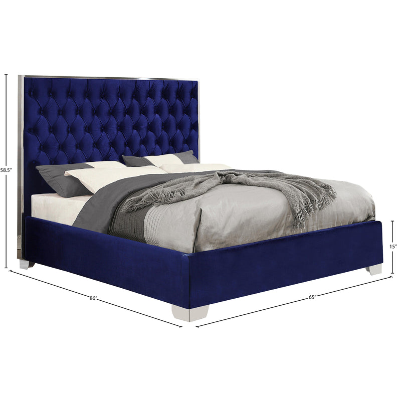 Meridian Lexi Navy Velvet Queen Bed IMAGE 3