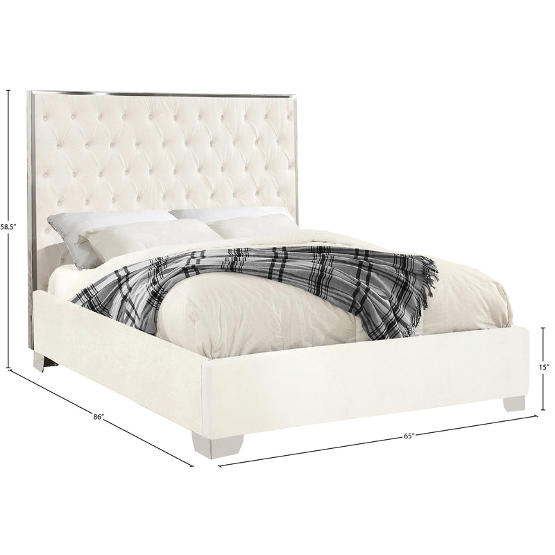 Meridian Lexi White Velvet Queen Bed IMAGE 3