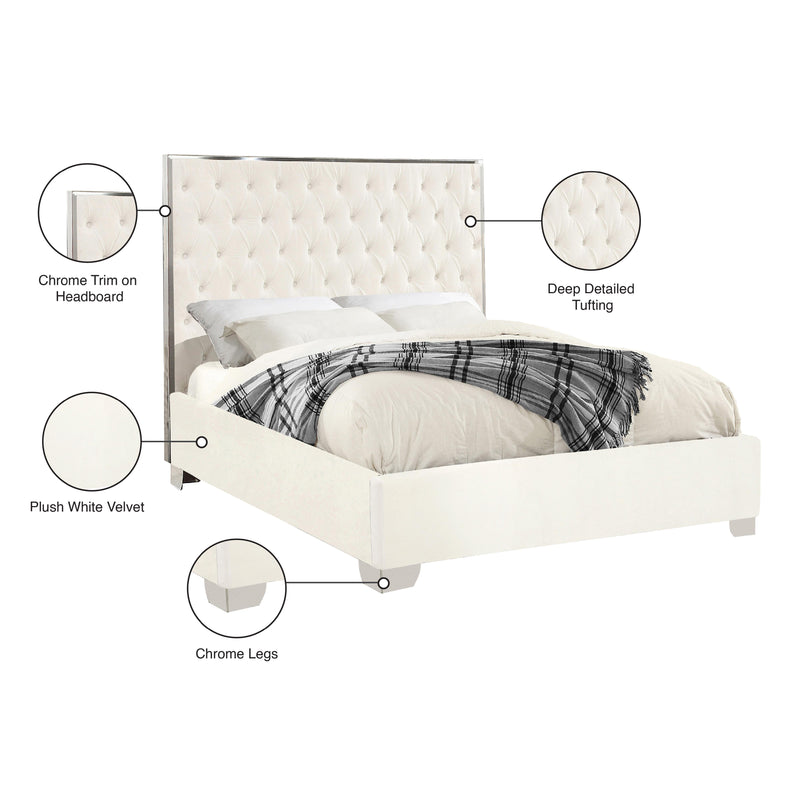 Meridian Lexi White Velvet Queen Bed IMAGE 4