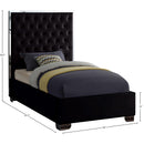Meridian Lexi Black Velvet Twin Bed IMAGE 3