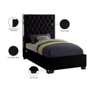 Meridian Lexi Black Velvet Twin Bed IMAGE 4