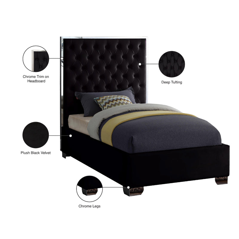 Meridian Lexi Black Velvet Twin Bed IMAGE 4