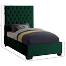 Meridian Lexi Green Velvet Twin Bed IMAGE 3