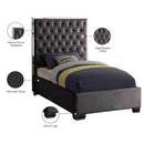 Meridian Lexi Grey Velvet Twin Bed IMAGE 4