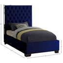 Meridian Lexi Navy Velvet Twin Bed IMAGE 3
