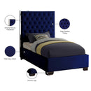 Meridian Lexi Navy Velvet Twin Bed IMAGE 4