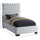 Meridian Lexi White Velvet Twin Bed IMAGE 3