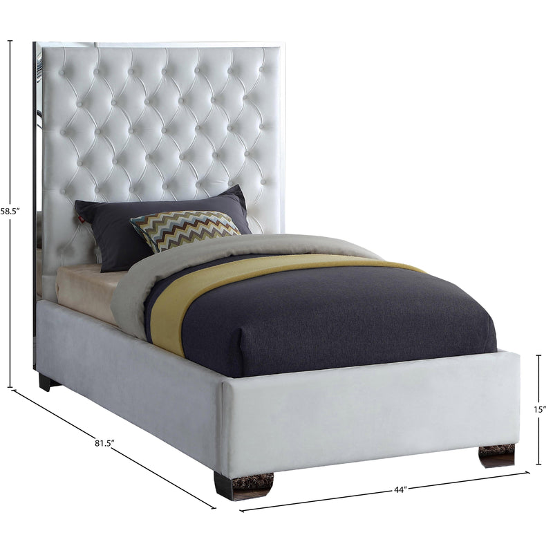Meridian Lexi White Velvet Twin Bed IMAGE 3
