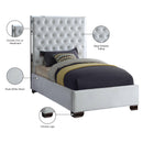 Meridian Lexi White Velvet Twin Bed IMAGE 4
