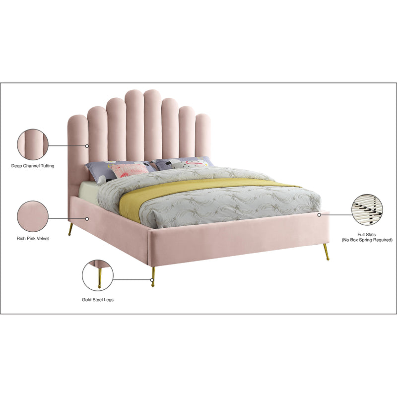Meridian Lily Pink Velvet Full Bed IMAGE 8