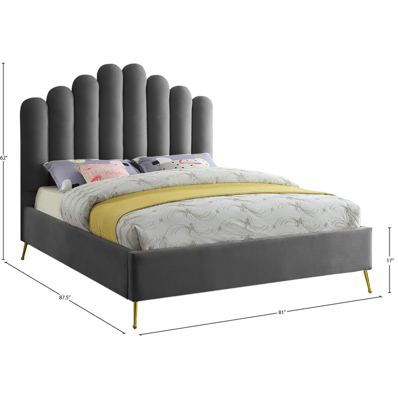 Meridian Lily Grey Velvet King Bed IMAGE 7