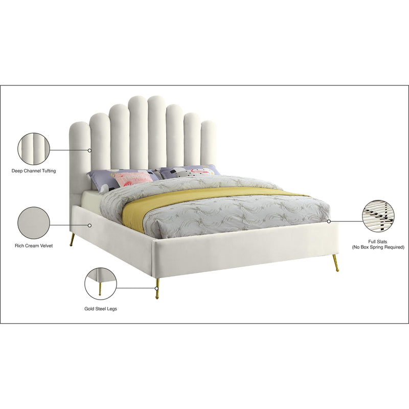 Meridian Lily Cream Velvet Queen Bed IMAGE 7