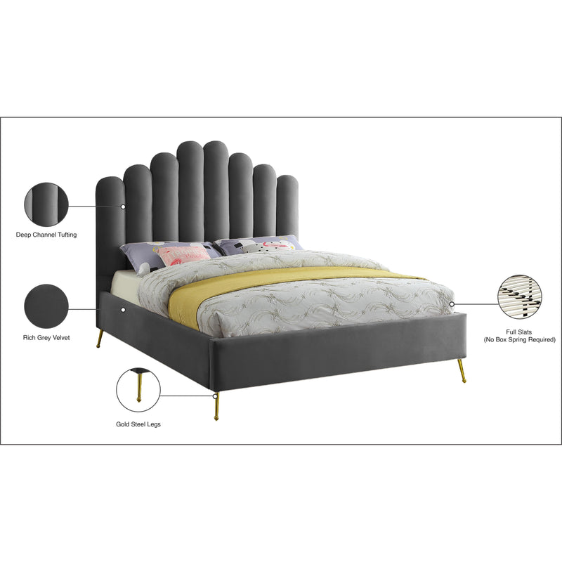 Meridian Lily Grey Velvet Queen Bed IMAGE 7