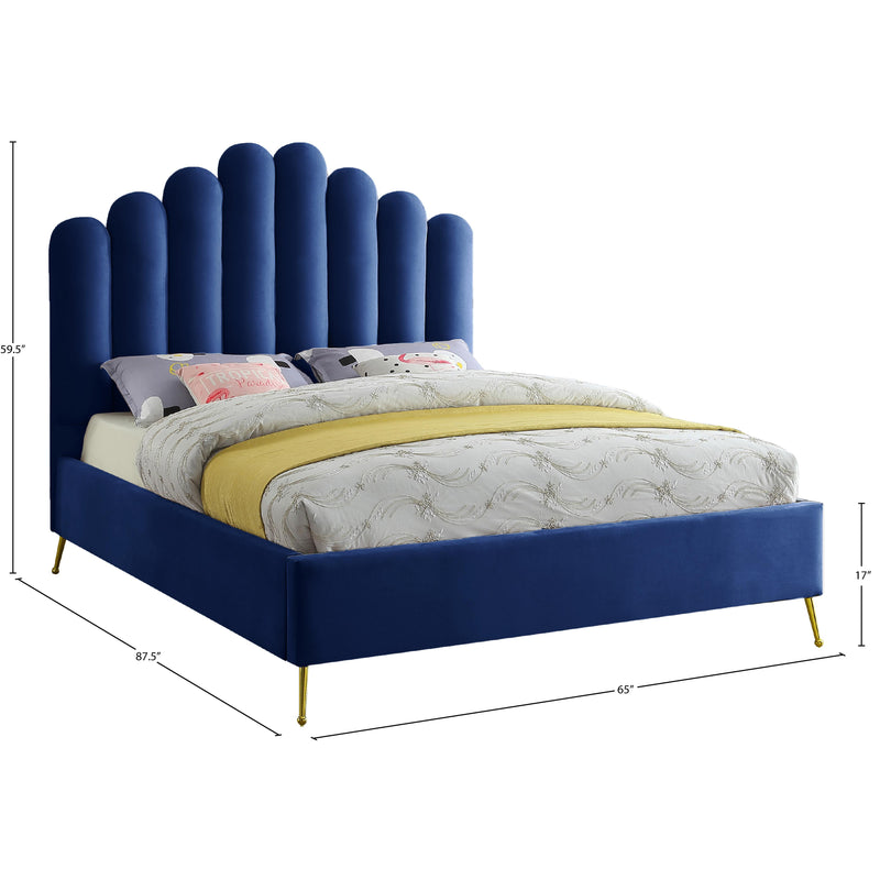 Meridian Lily Navy Velvet Queen Bed IMAGE 6