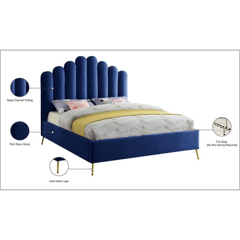 Meridian Lily Navy Velvet Queen Bed IMAGE 7