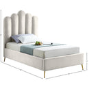 Meridian Lily Cream Velvet Twin Bed IMAGE 6