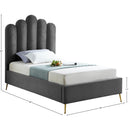 Meridian Lily Grey Velvet Twin Bed IMAGE 6