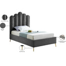 Meridian Lily Grey Velvet Twin Bed IMAGE 7