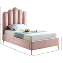 Meridian Lily Pink Velvet Twin Bed IMAGE 6
