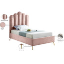 Meridian Lily Pink Velvet Twin Bed IMAGE 7