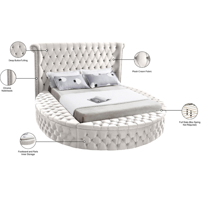 Meridian Luxus Cream Velvet Full Bed (3 Boxes) IMAGE 12