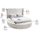 Meridian Luxus Cream Velvet King Bed (3 Boxes) IMAGE 12
