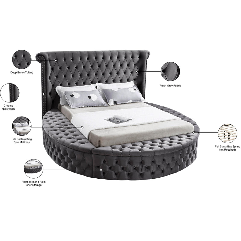 Meridian Luxus Grey Velvet King Bed (3 Boxes) IMAGE 12