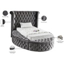 Meridian Luxus Grey Velvet Twin Bed (3 Boxes) IMAGE 12