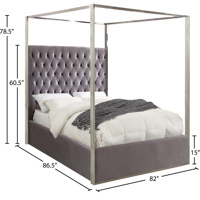 Meridian Porter Grey Velvet King Bed IMAGE 3