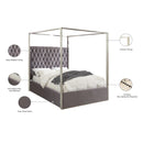Meridian Porter Grey Velvet King Bed IMAGE 4