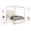 Meridian Porter White Velvet King Bed IMAGE 4