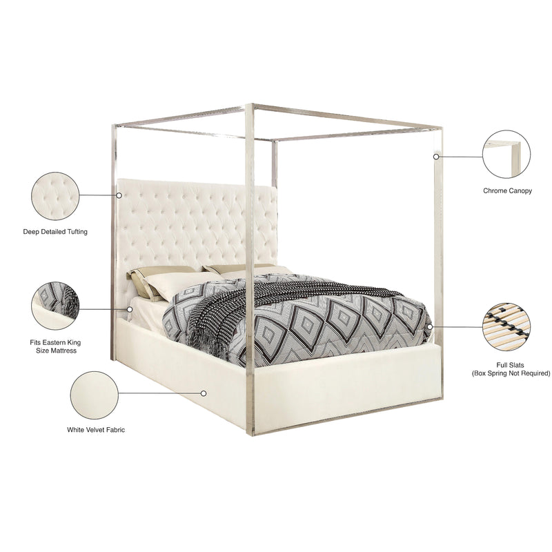 Meridian Porter White Velvet King Bed IMAGE 4