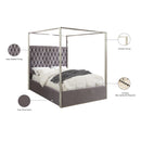 Meridian Porter Grey Velvet Queen Bed IMAGE 4