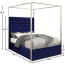 Meridian Porter Navy Velvet Queen Bed IMAGE 4