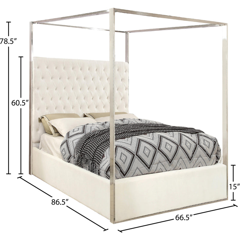 Meridian Porter White Velvet Queen Bed IMAGE 3