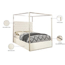 Meridian Porter White Velvet Queen Bed IMAGE 4